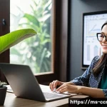 콘텐츠 제작 이론과 실무의 차이점 - A modern content creator workspace set in a vibrant Malaysian home office, featuring a young Malay w...