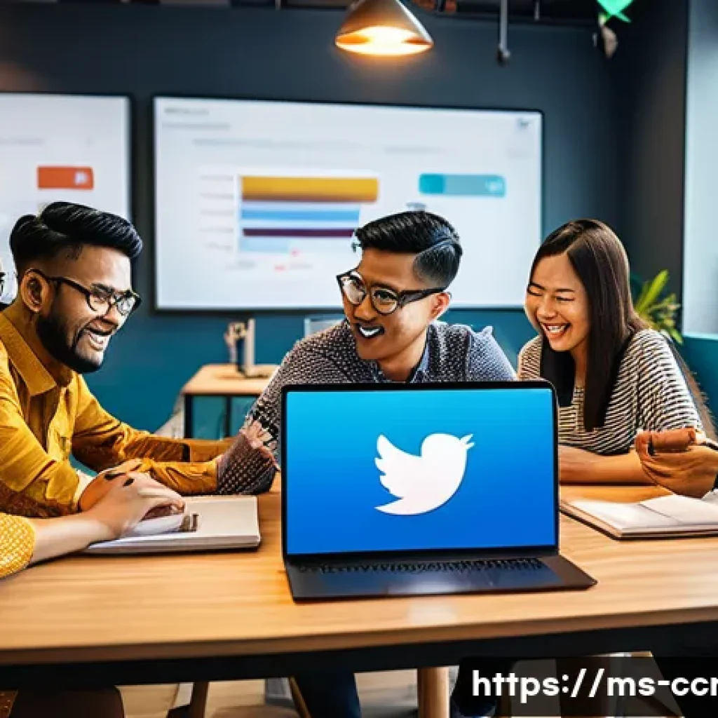 콘텐츠 제작 프로젝트 성공 사례 - A vibrant digital marketing office scene featuring a diverse Malaysian creative team collaborating a...