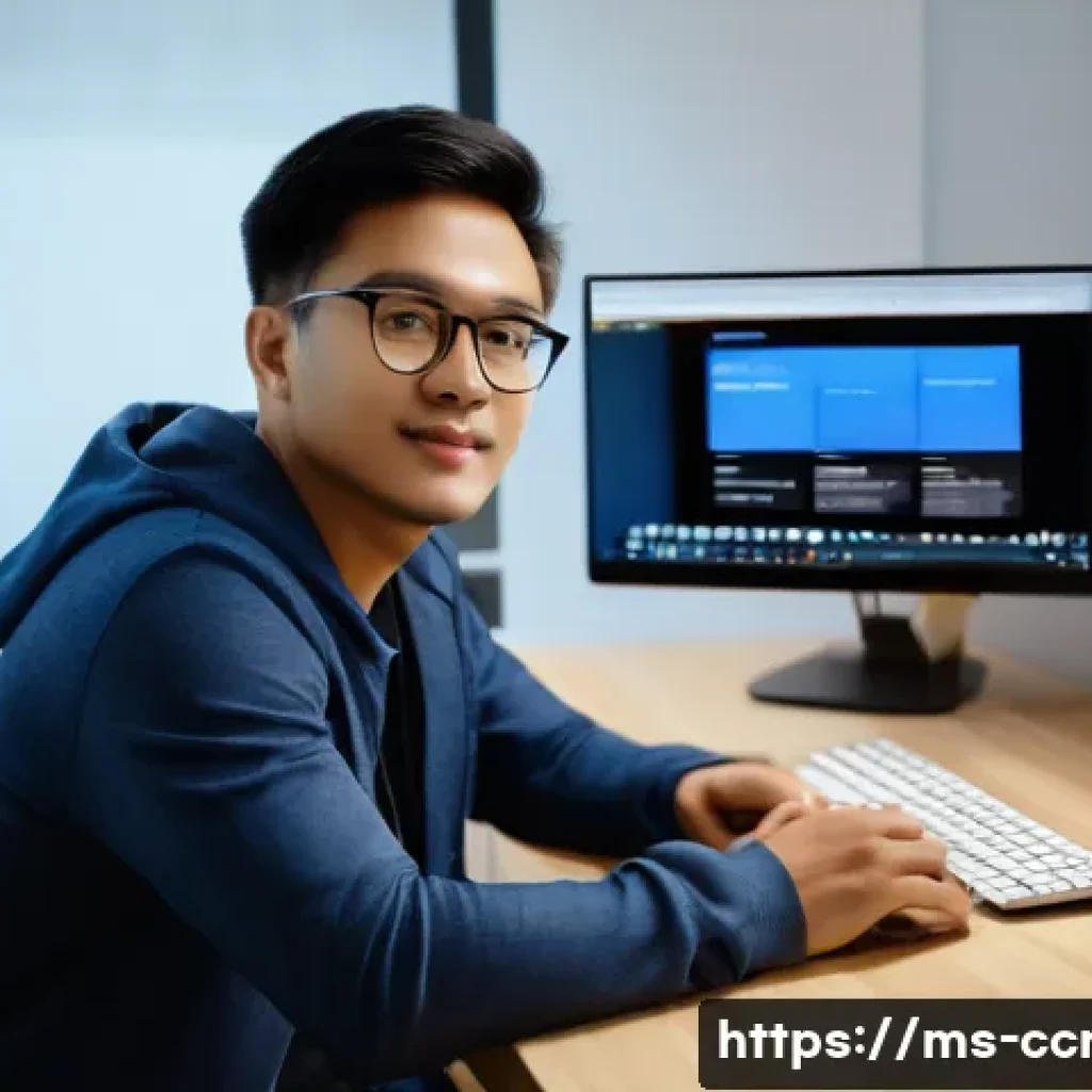 콘텐츠 크리에이터의 업무 리스크 관리 - A professional digital content creator in a modern Malaysian home office, wearing casual but neat cl...